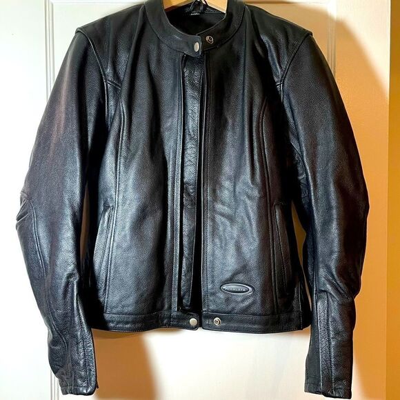Himalayah motorcycle jacket black leather zip out lining vintage - Picture 1 of 8